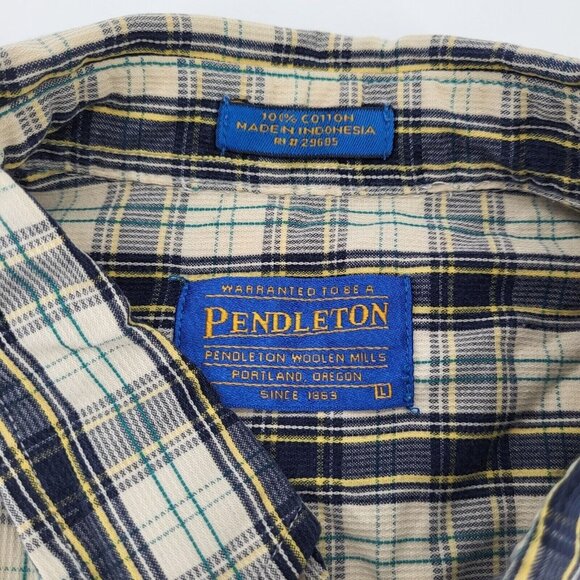 Pendleton Button Up Mens L Multicolor Plaid‎ Oceanside Short Sleeve 100% Cotton - Picture 6 of 8